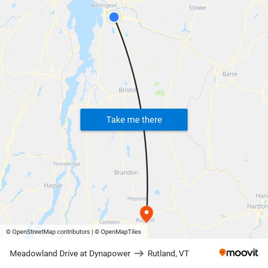 Meadowland Drive at Dynapower to Rutland, VT map