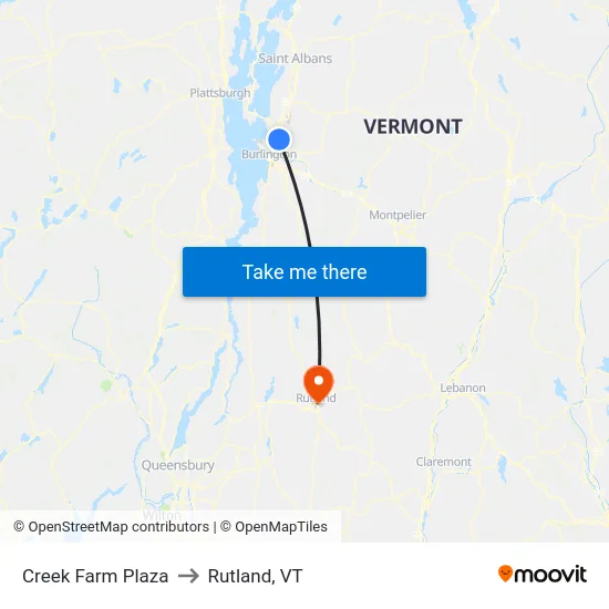 Creek Farm Plaza to Rutland, VT map