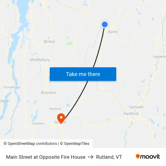 Main Street at Opposite Fire House to Rutland, VT map
