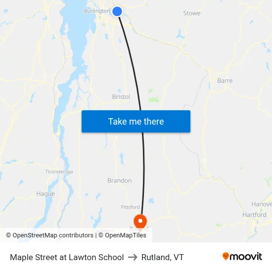 Maple Street at Lawton School to Rutland, VT map