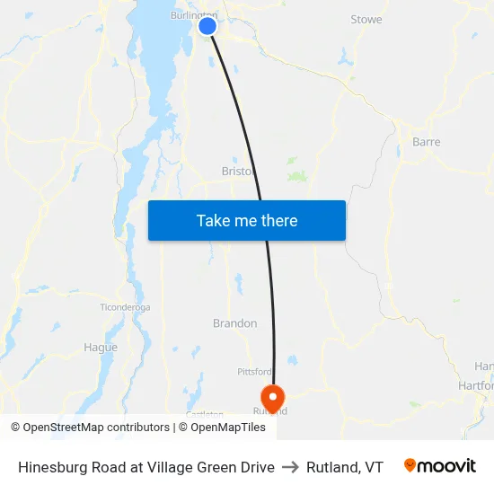 Hinesburg Road at Village Green Drive to Rutland, VT map