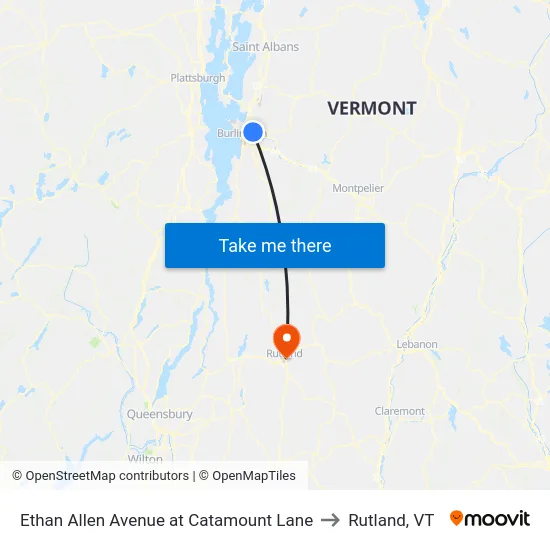 Ethan Allen Avenue at Catamount Lane to Rutland, VT map