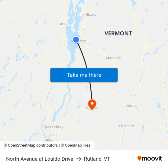 North Avenue at Loaldo Drive to Rutland, VT map