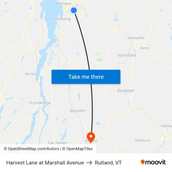 Harvest Lane at Marshall Avenue to Rutland, VT map