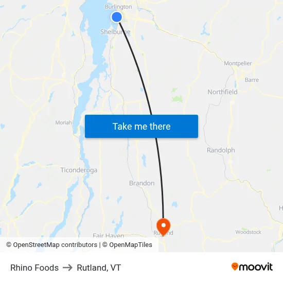 Rhino Foods to Rutland, VT map