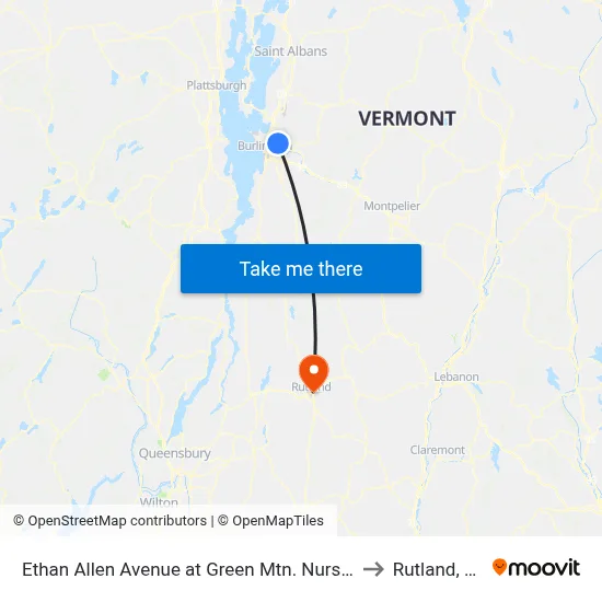 Ethan Allen Avenue at Green Mtn. Nursing to Rutland, VT map