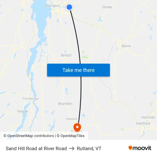Sand Hill Road at River Road to Rutland, VT map