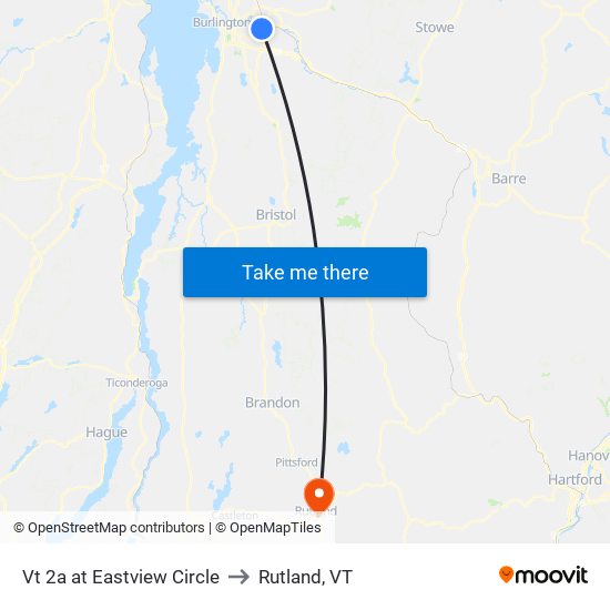 Vt 2a at Eastview Circle to Rutland, VT map