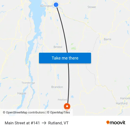 Main Street at #141 to Rutland, VT map