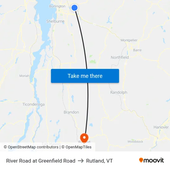 River Road at Greenfield Road to Rutland, VT map