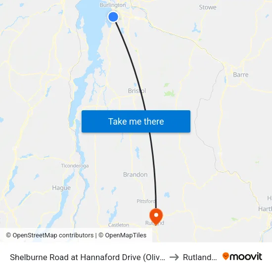 Shelburne Road at Hannaford Drive (Olive Garden) to Rutland, VT map