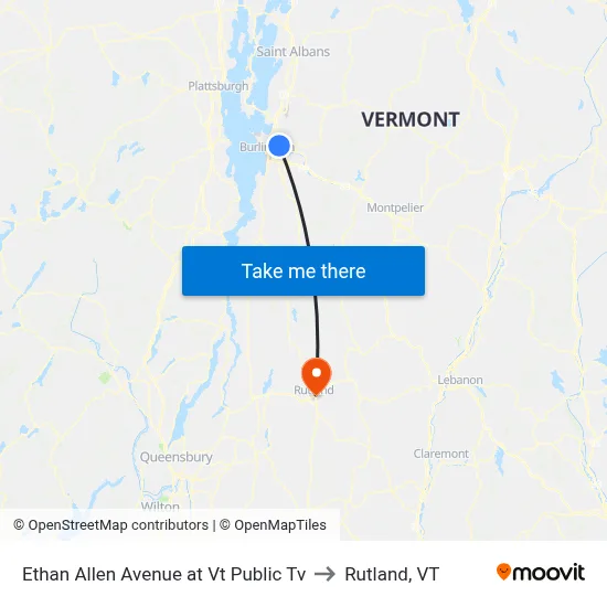 Ethan Allen Avenue at Vt Public Tv to Rutland, VT map