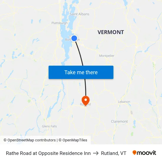 Rathe Road at Opposite Residence Inn to Rutland, VT map