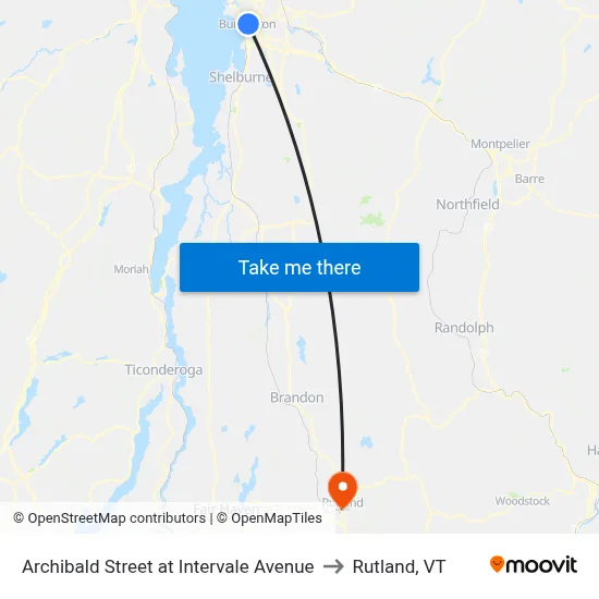 Archibald Street at Intervale Avenue to Rutland, VT map