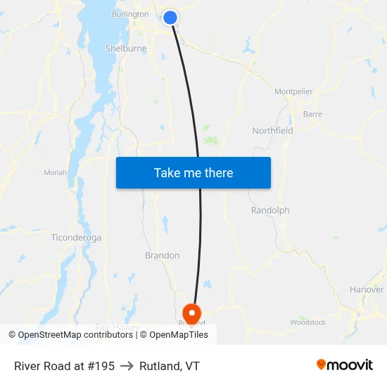 River Road at #195 to Rutland, VT map