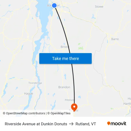 Riverside Avenue at Dunkin Donuts to Rutland, VT map