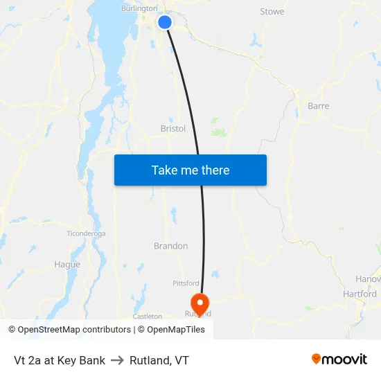 Vt 2a at Key Bank to Rutland, VT map