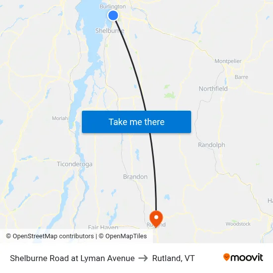 Shelburne Road at Lyman Avenue to Rutland, VT map
