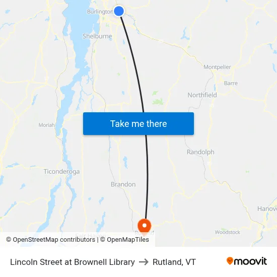 Lincoln Street at Brownell Library to Rutland, VT map