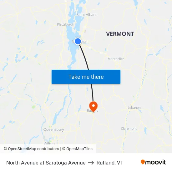 North Avenue at Saratoga Avenue to Rutland, VT map
