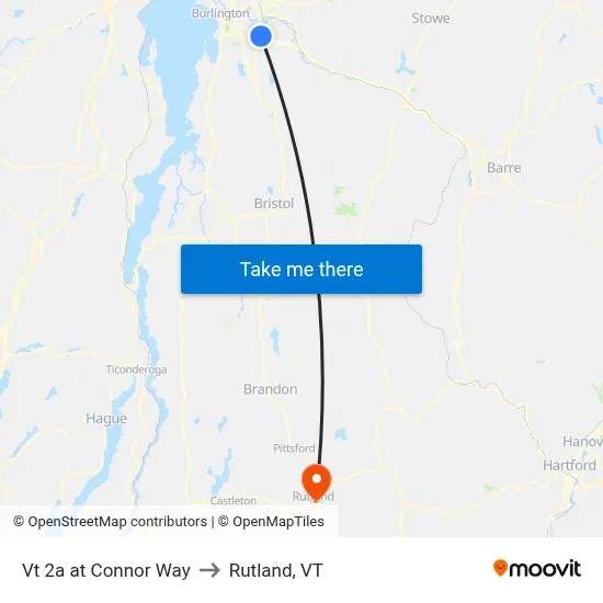 Vt 2a at Connor Way to Rutland, VT map