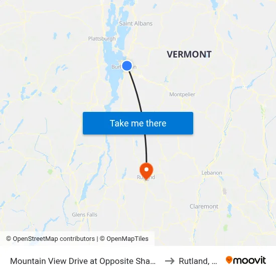 Mountain View Drive at Opposite Shaw's to Rutland, VT map
