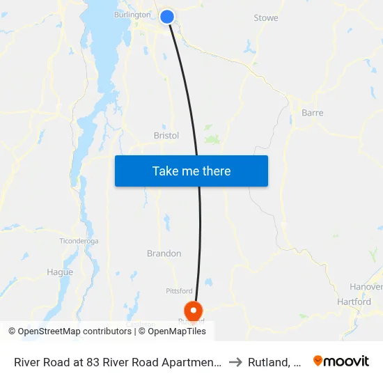 River Road at 83 River Road Apartments to Rutland, VT map