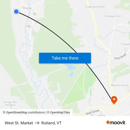 West St. Market to Rutland, VT map