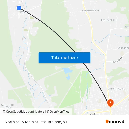 North St. & Main St. to Rutland, VT map