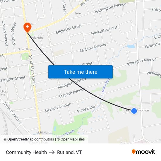 Community Health to Rutland, VT map