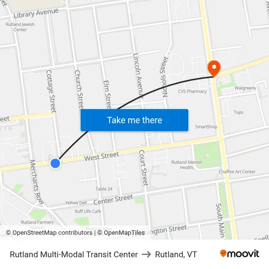 Rutland Multi-Modal Transit Center to Rutland, VT map