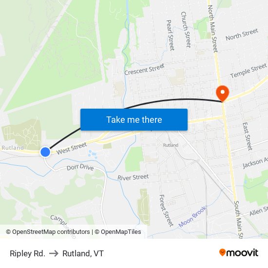 Ripley Rd. to Rutland, VT map