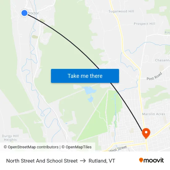 North Street And School Street to Rutland, VT map