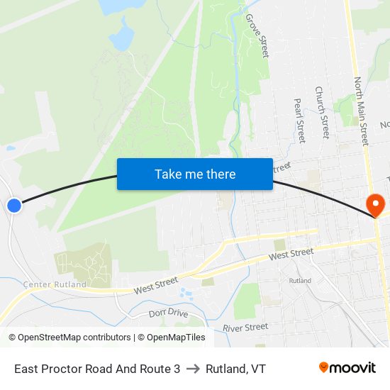 East Proctor Road And Route 3 to Rutland, VT map