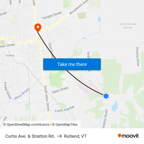 Curtis Ave. & Stratton Rd. to Rutland, VT map