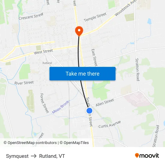 Symquest to Rutland, VT map