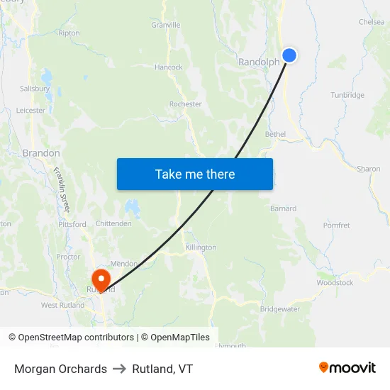 Morgan Orchards to Rutland, VT map