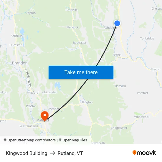 Kingwood Building to Rutland, VT map