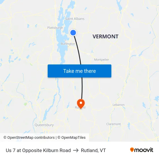 Us 7 at Opposite Kilburn Road to Rutland, VT map