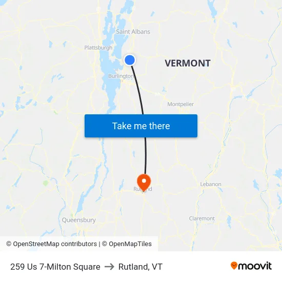 259 Us 7-Milton Square to Rutland, VT map