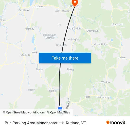 Bus Parking Area Manchester to Rutland, VT map