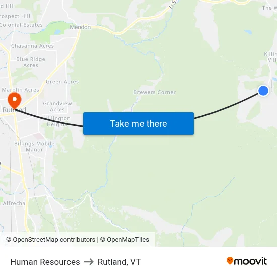 Human Resources to Rutland, VT map