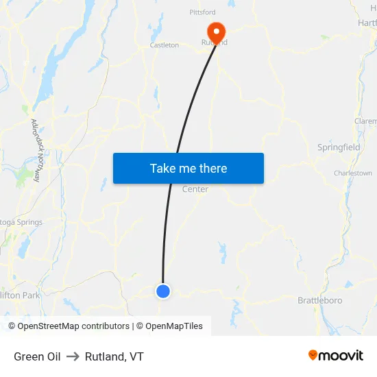 Green Oil to Rutland, VT map