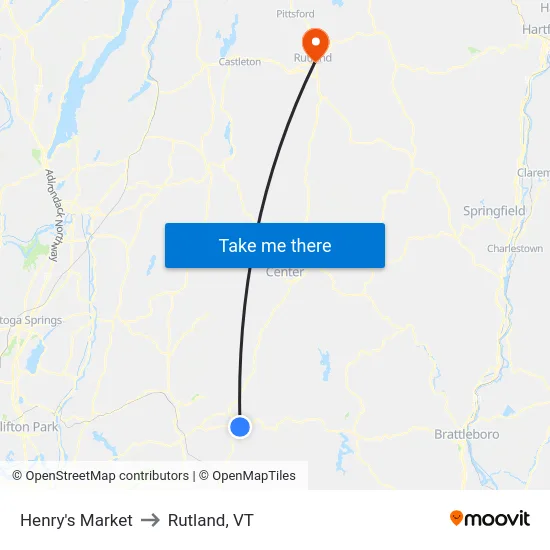 Henry's Market to Rutland, VT map