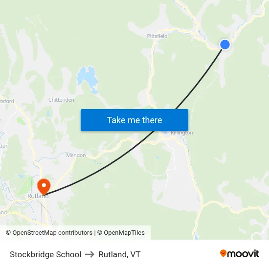 Stockbridge School to Rutland, VT map