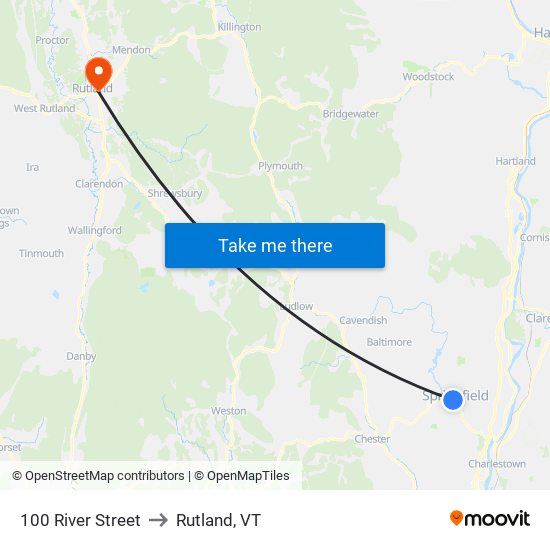 100 River Street to Rutland, VT map