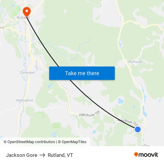 Jackson Gore to Rutland, VT map