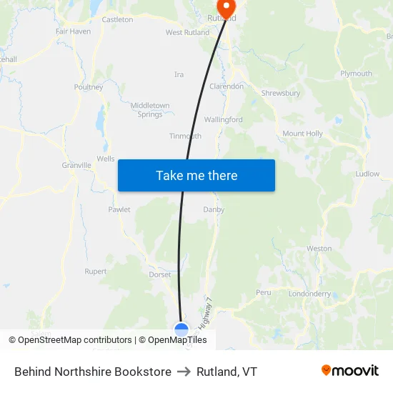 Behind Northshire Bookstore to Rutland, VT map