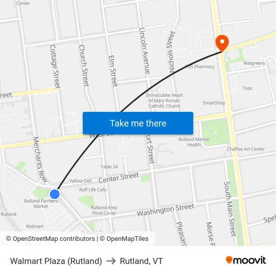 Walmart Plaza (Rutland) to Rutland, VT map