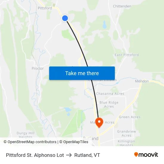 Pittsford St. Alphonso Lot to Rutland, VT map